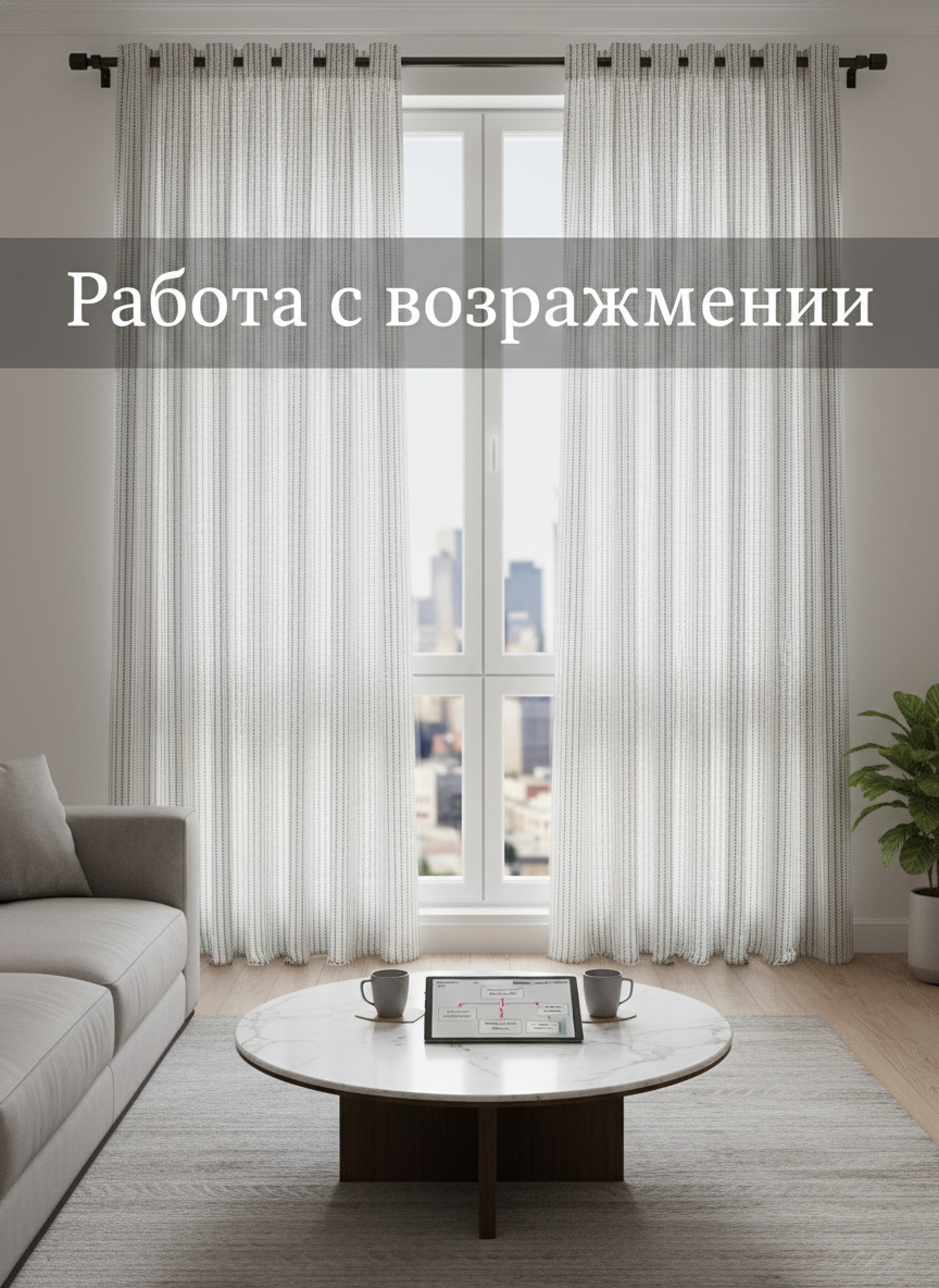 Работа с возражениями. Обложка с тканью SERINA, тип тюль.